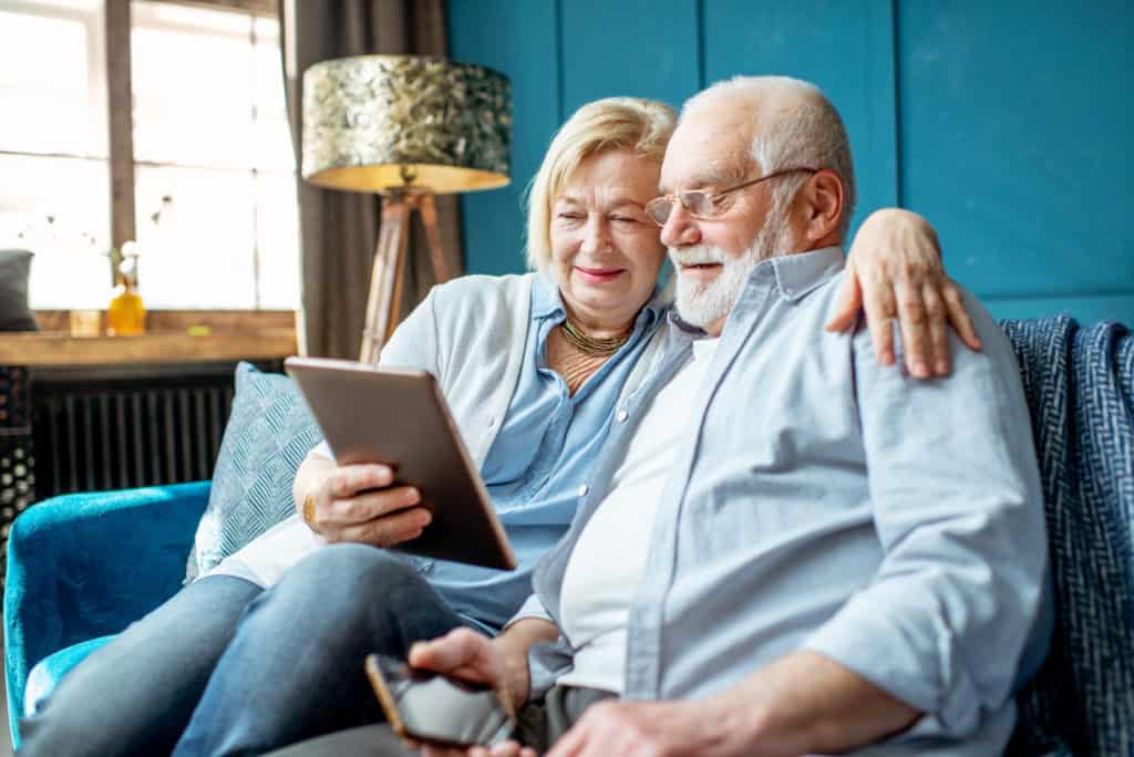 Older couple looking at a tablet